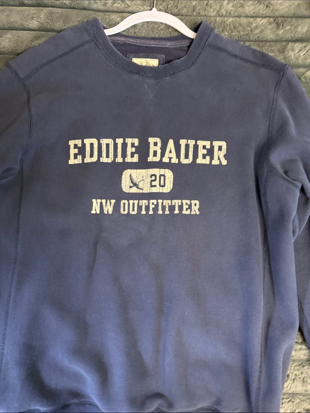Eddie Bauer Large Tall Sport Shop Navy Logo Crewneck Sweatshirt